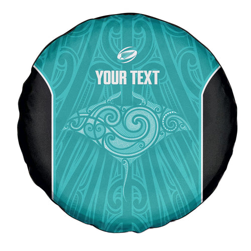 Custom New Zealand Stingray Oztag Spare Tire Cover Tag Rugby Maori Pattern Teal Version