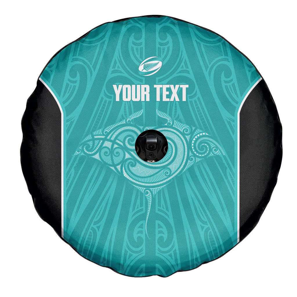 Custom New Zealand Stingray Oztag Spare Tire Cover Tag Rugby Maori Pattern Teal Version