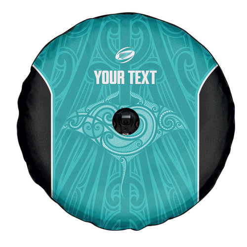 Custom New Zealand Stingray Oztag Spare Tire Cover Tag Rugby Maori Pattern Teal Version