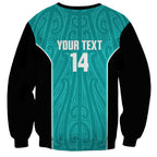Custom New Zealand Stingray Oztag Sweatshirt Tag Rugby Maori Pattern Teal Version