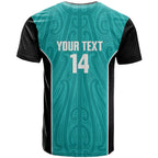 Custom New Zealand Stingray Oztag T Shirt Tag Rugby Maori Pattern Teal Version