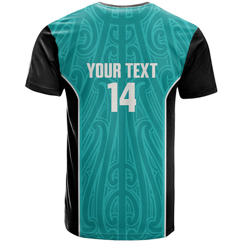 Custom New Zealand Stingray Oztag T Shirt Tag Rugby Maori Pattern Teal Version