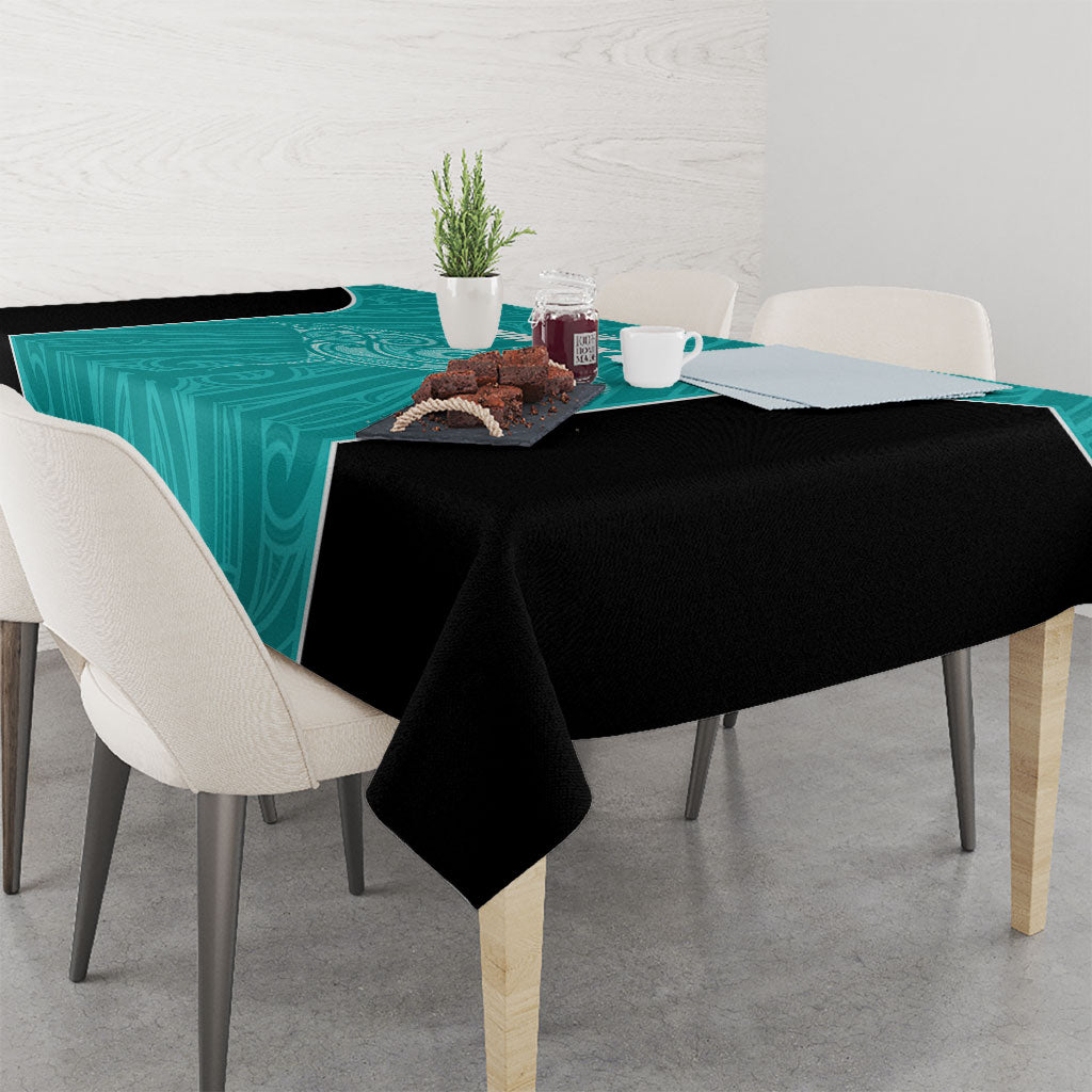 Custom New Zealand Stingray Oztag Tablecloth Tag Rugby Maori Pattern Teal Version
