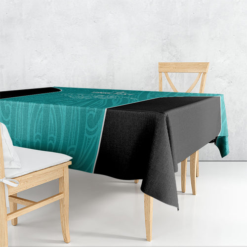 Custom New Zealand Stingray Oztag Tablecloth Tag Rugby Maori Pattern Teal Version