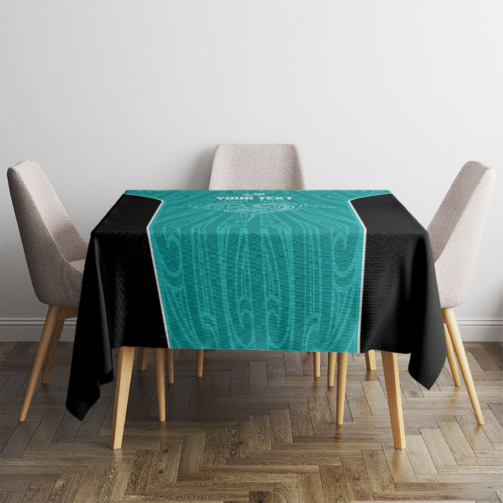 Custom New Zealand Stingray Oztag Tablecloth Tag Rugby Maori Pattern Teal Version