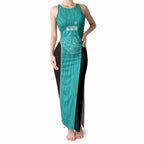 Custom New Zealand Stingray Oztag Tank Maxi Dress Tag Rugby Maori Pattern Teal Version
