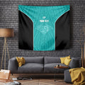 Custom New Zealand Stingray Oztag Tapestry Tag Rugby Maori Pattern Teal Version