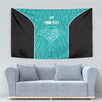 Custom New Zealand Stingray Oztag Tapestry Tag Rugby Maori Pattern Teal Version