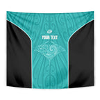 Custom New Zealand Stingray Oztag Tapestry Tag Rugby Maori Pattern Teal Version