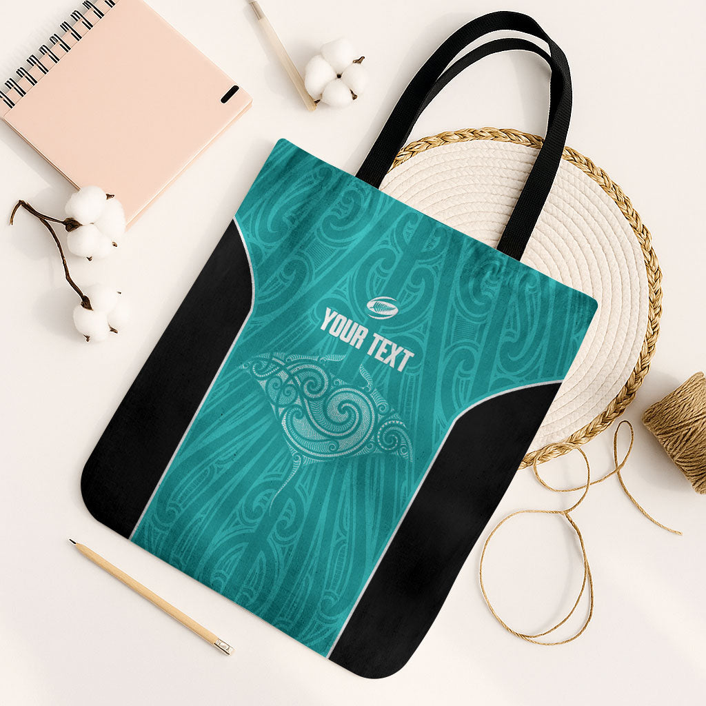 Custom New Zealand Stingray Oztag Tote Bag Tag Rugby Maori Pattern Teal Version