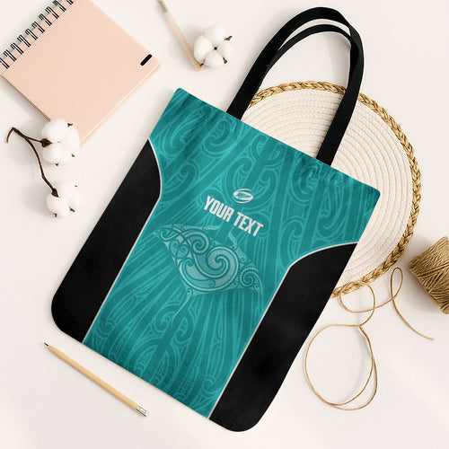 Custom New Zealand Stingray Oztag Tote Bag Tag Rugby Maori Pattern Teal Version