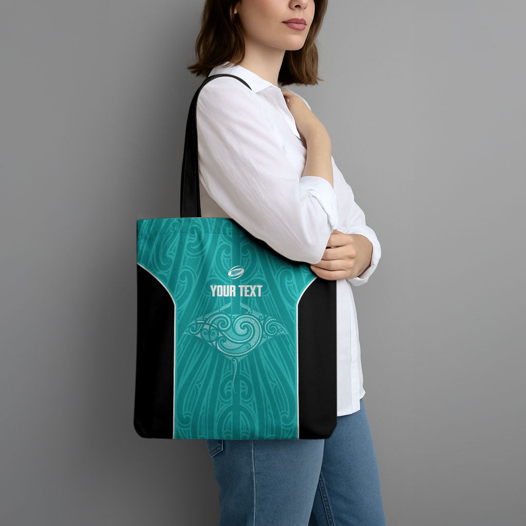 Custom New Zealand Stingray Oztag Tote Bag Tag Rugby Maori Pattern Teal Version