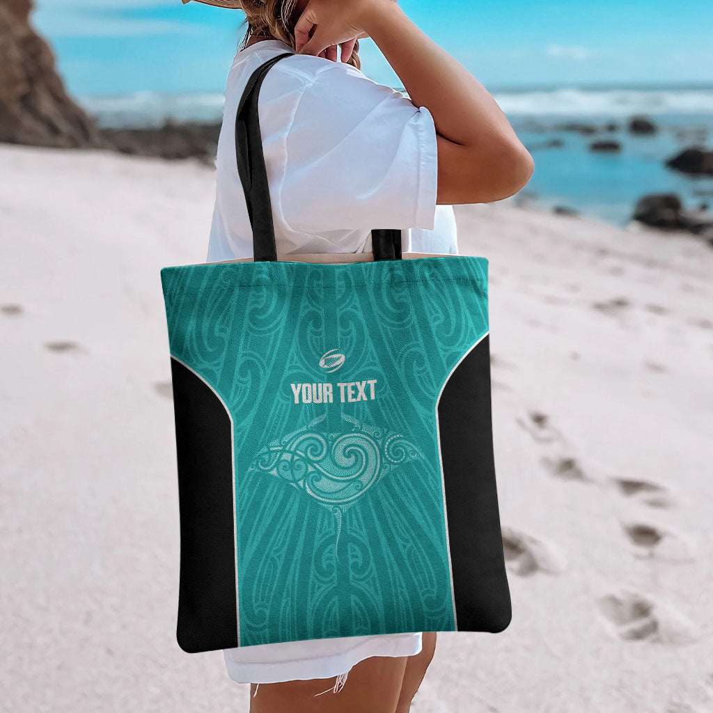 Custom New Zealand Stingray Oztag Tote Bag Tag Rugby Maori Pattern Teal Version