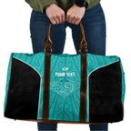 Custom New Zealand Stingray Oztag Travel Bag Tag Rugby Maori Pattern Teal Version