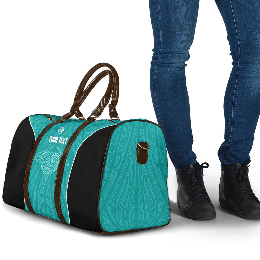 Custom New Zealand Stingray Oztag Travel Bag Tag Rugby Maori Pattern Teal Version