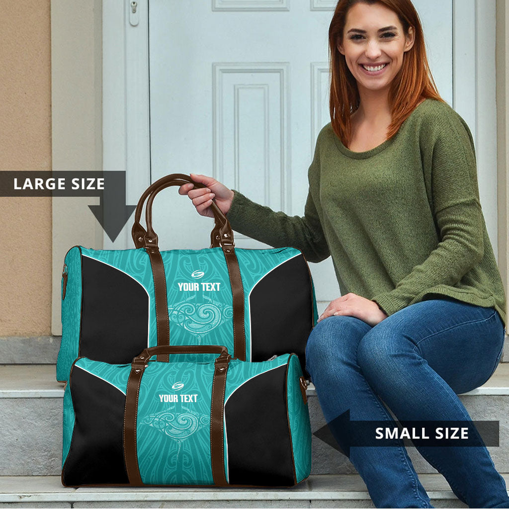 Custom New Zealand Stingray Oztag Travel Bag Tag Rugby Maori Pattern Teal Version