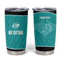 Custom New Zealand Stingray Oztag Tumbler Cup Tag Rugby Maori Pattern Teal Version