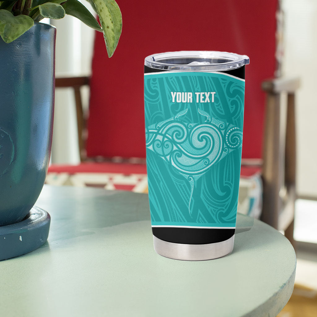 Custom New Zealand Stingray Oztag Tumbler Cup Tag Rugby Maori Pattern Teal Version