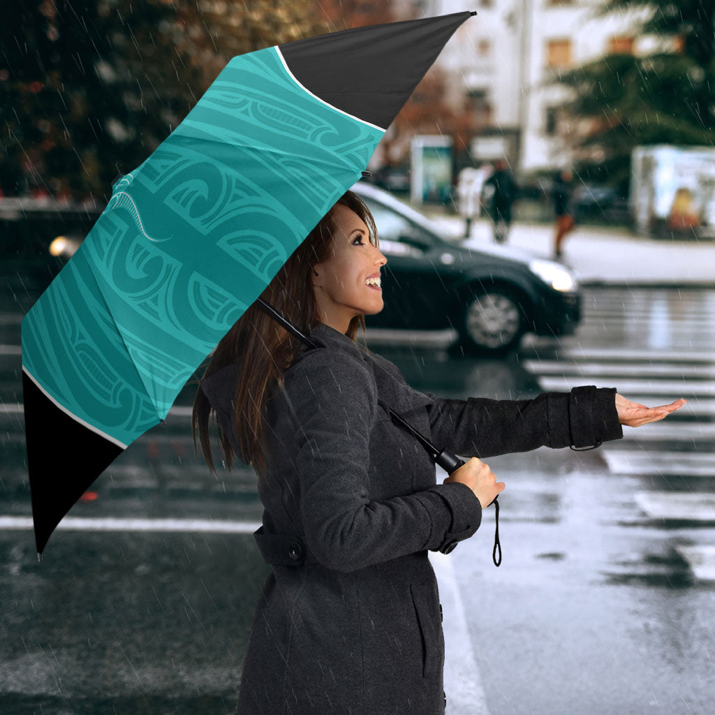 Custom New Zealand Stingray Oztag Umbrella Tag Rugby Maori Pattern Teal Version