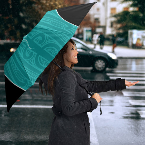 Custom New Zealand Stingray Oztag Umbrella Tag Rugby Maori Pattern Teal Version
