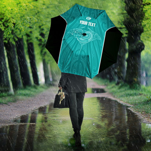 Custom New Zealand Stingray Oztag Umbrella Tag Rugby Maori Pattern Teal Version