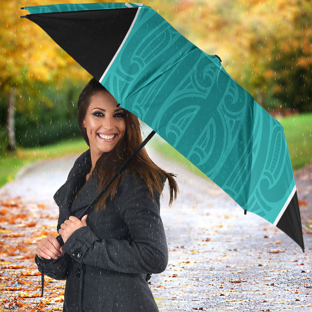 Custom New Zealand Stingray Oztag Umbrella Tag Rugby Maori Pattern Teal Version
