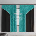 Custom New Zealand Stingray Oztag Window Curtain Tag Rugby Maori Pattern Teal Version