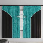Custom New Zealand Stingray Oztag Window Curtain Tag Rugby Maori Pattern Teal Version