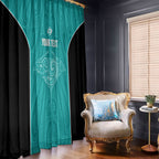 Custom New Zealand Stingray Oztag Window Curtain Tag Rugby Maori Pattern Teal Version