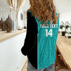 Custom New Zealand Stingray Oztag Women Casual Shirt Tag Rugby Maori Pattern Teal Version