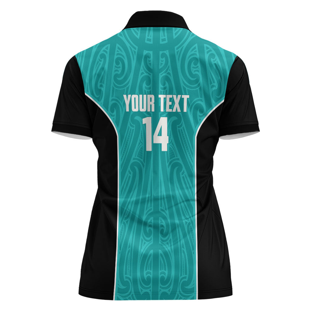 Custom New Zealand Stingray Oztag Women Polo Shirt Tag Rugby Maori Pattern Teal Version