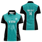 Custom New Zealand Stingray Oztag Women Polo Shirt Tag Rugby Maori Pattern Teal Version