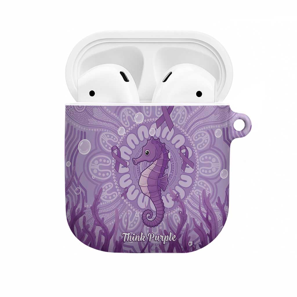 Australia Epilepsy Awareness AirPods Case Seahorse Think Purple Ribbon Aboriginal - Aussie Hoodie