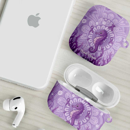 Australia Epilepsy Awareness AirPods Case Seahorse Think Purple Ribbon Aboriginal - Aussie Hoodie