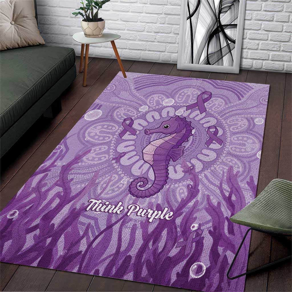 Australia Epilepsy Awareness Area Rug Seahorse Think Purple Ribbon Aboriginal - Aussie Hoodie