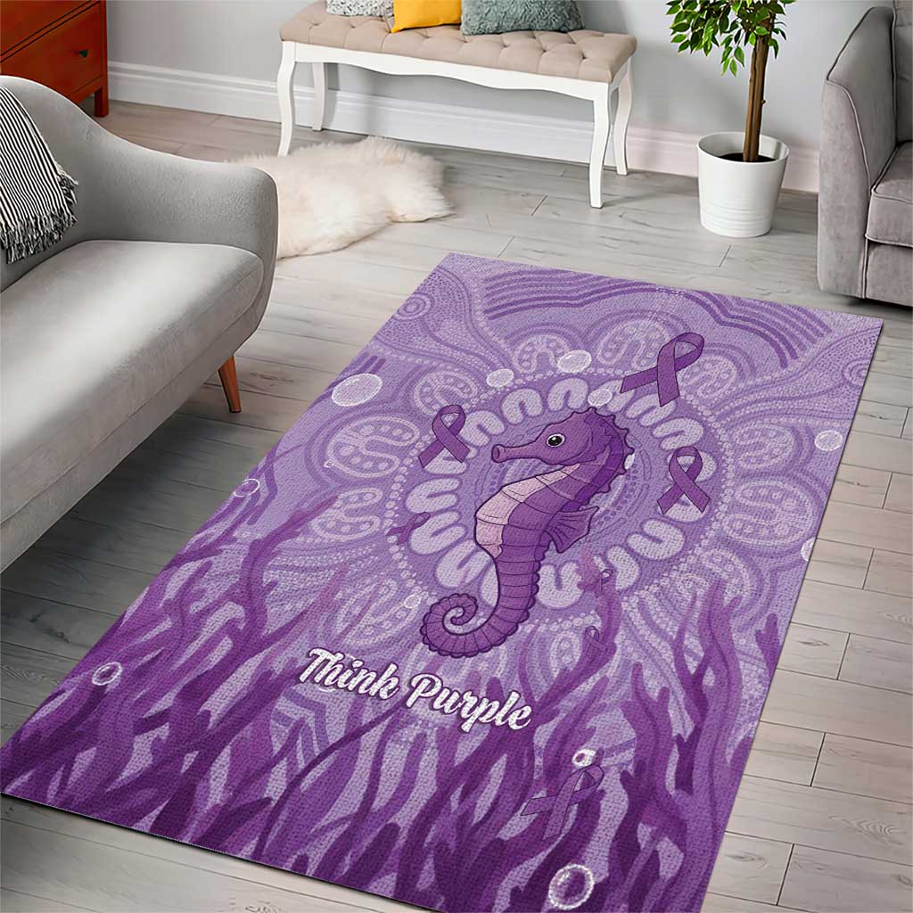 Australia Epilepsy Awareness Area Rug Seahorse Think Purple Ribbon Aboriginal - Aussie Hoodie