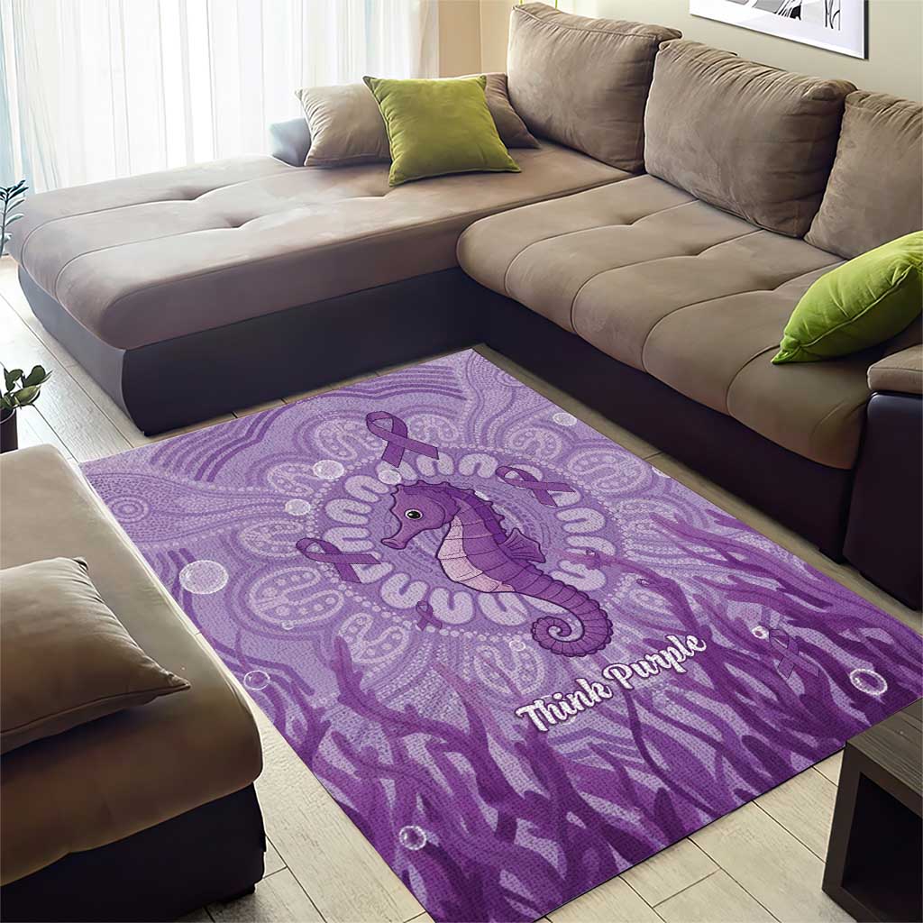 Australia Epilepsy Awareness Area Rug Seahorse Think Purple Ribbon Aboriginal - Aussie Hoodie