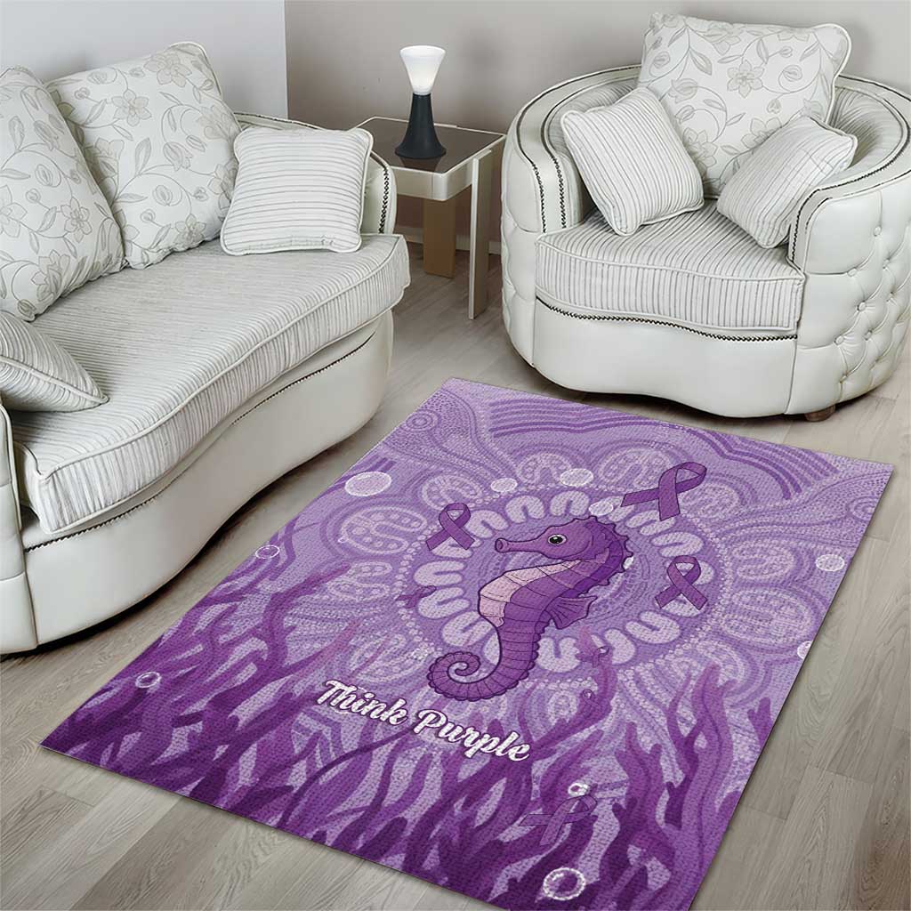 Australia Epilepsy Awareness Area Rug Seahorse Think Purple Ribbon Aboriginal - Aussie Hoodie
