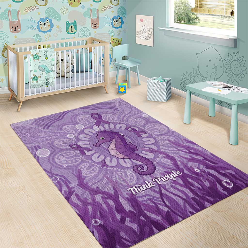 Australia Epilepsy Awareness Area Rug Seahorse Think Purple Ribbon Aboriginal - Aussie Hoodie