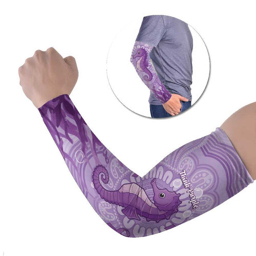 Australia Epilepsy Awareness Arm Sleeves Seahorse Think Purple Ribbon Aboriginal - Aussie Hoodie