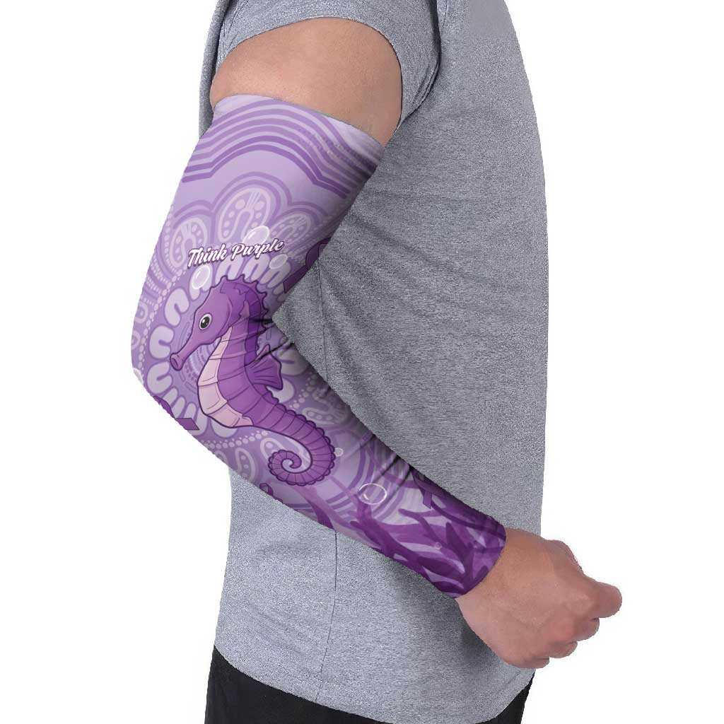 Australia Epilepsy Awareness Arm Sleeves Seahorse Think Purple Ribbon Aboriginal - Aussie Hoodie