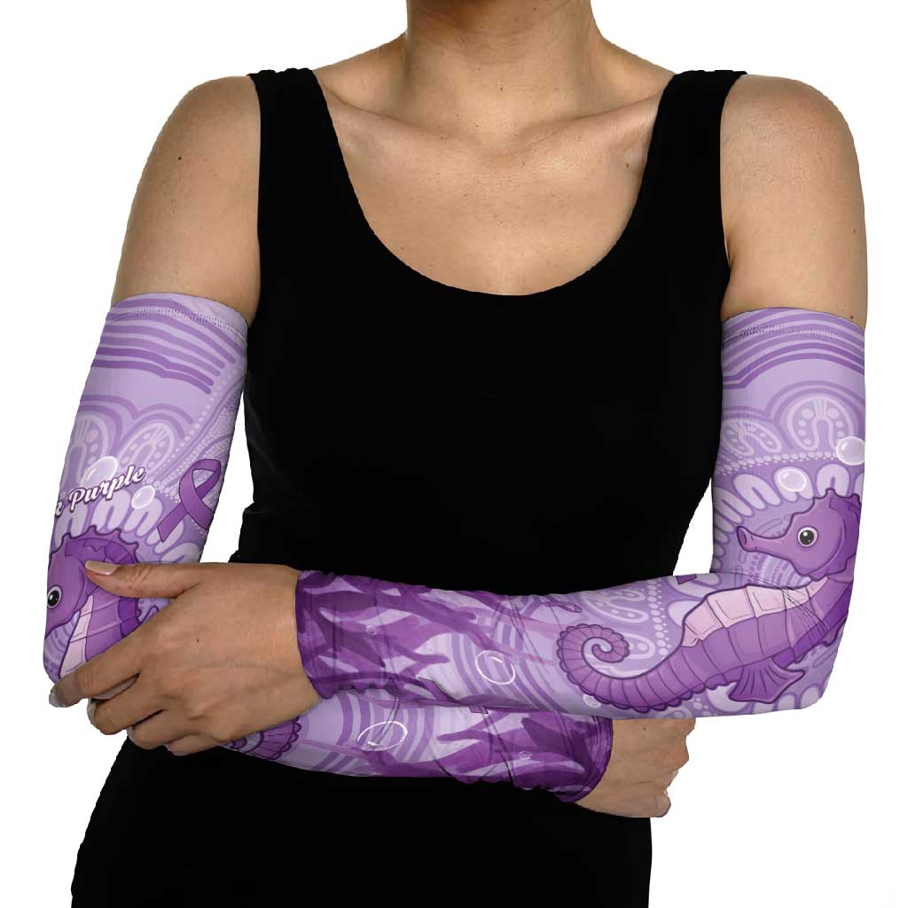 Australia Epilepsy Awareness Arm Sleeves Seahorse Think Purple Ribbon Aboriginal - Aussie Hoodie