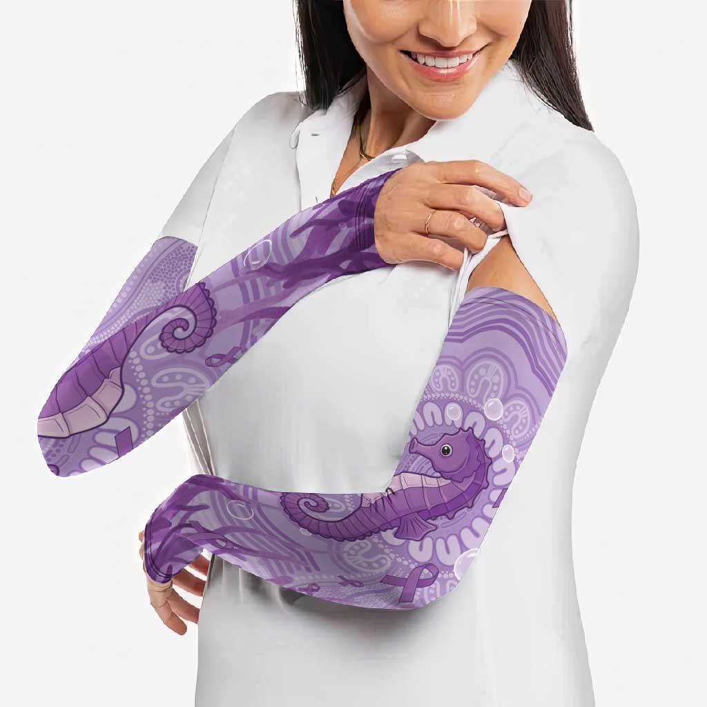 Australia Epilepsy Awareness Arm Sleeves Seahorse Think Purple Ribbon Aboriginal - Aussie Hoodie