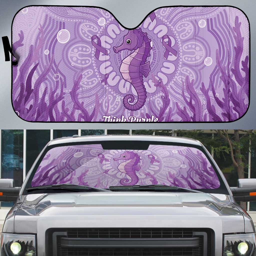 Australia Epilepsy Awareness Auto Sun Shade Seahorse Think Purple Ribbon Aboriginal - Aussie Hoodie