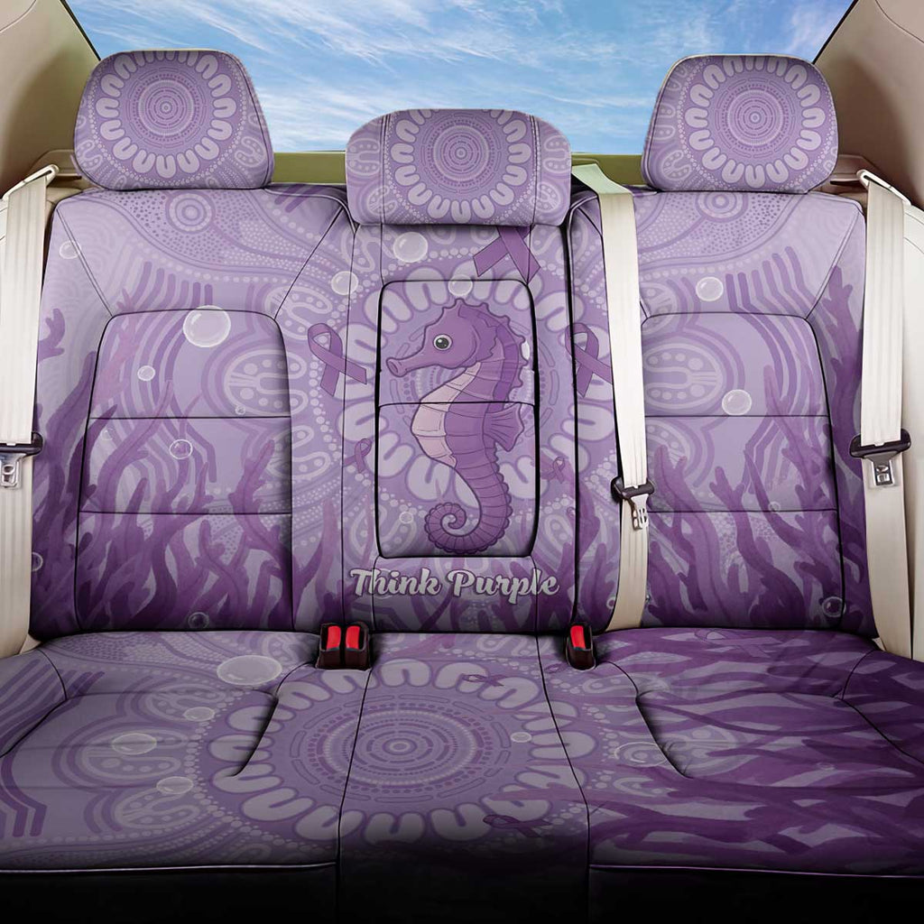 Australia Epilepsy Awareness Back Car Seat Cover Seahorse Think Purple Ribbon Aboriginal - Aussie Hoodie