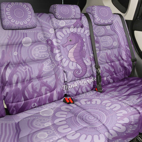 Australia Epilepsy Awareness Back Car Seat Cover Seahorse Think Purple Ribbon Aboriginal - Aussie Hoodie
