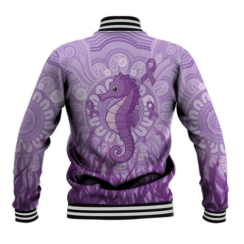Australia Epilepsy Awareness Baseball Jacket Seahorse Think Purple Ribbon Aboriginal - Aussie Hoodie