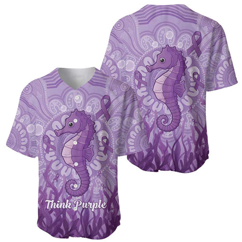 Australia Epilepsy Awareness Baseball Jersey Seahorse Think Purple Ribbon Aboriginal - Aussie Hoodie