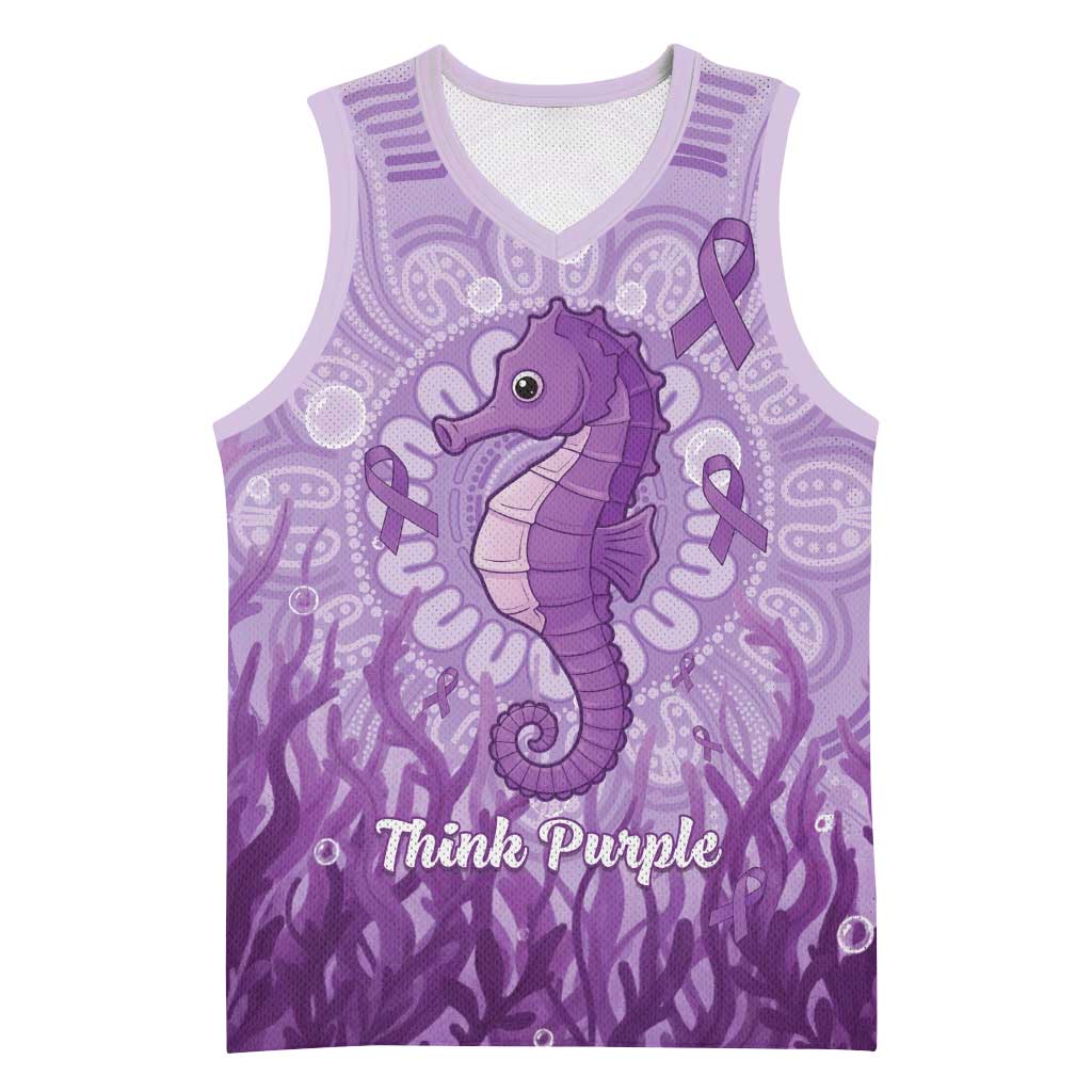Australia Epilepsy Awareness Basketball Jersey Seahorse Think Purple Ribbon Aboriginal - Aussie Hoodie