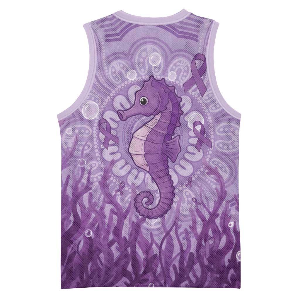 Australia Epilepsy Awareness Basketball Jersey Seahorse Think Purple Ribbon Aboriginal - Aussie Hoodie